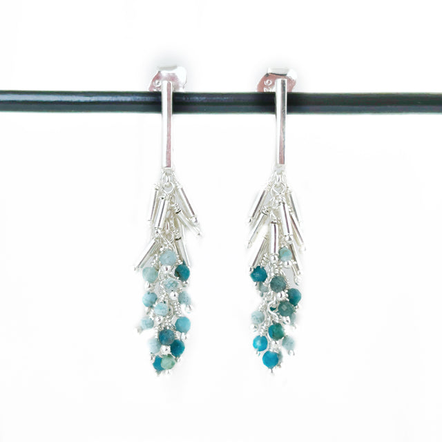 Apatite + Turquoise Bead Fringe Earrings