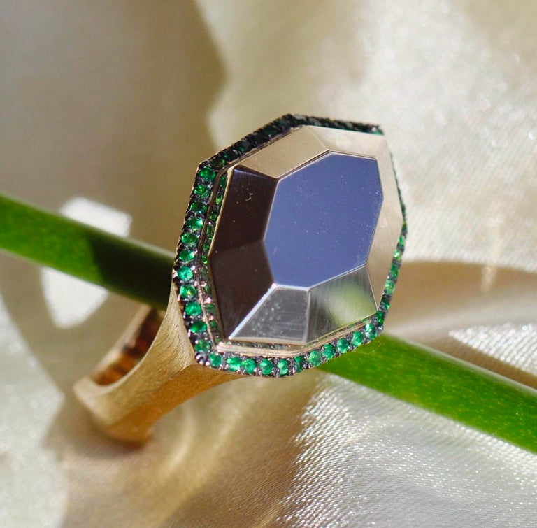 Yellow Gold + Tsavorite Garnet Ring