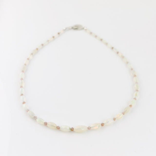 White Opal Pebble Bead Necklace