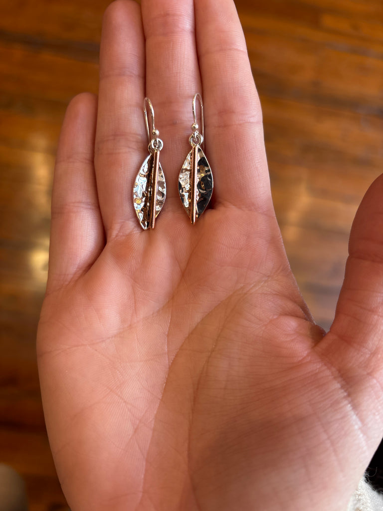 Sterling Silver + Copper Leaf Earrings