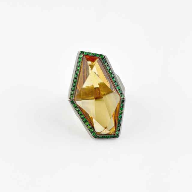 Citrine + Tsavorite Garnet Ring