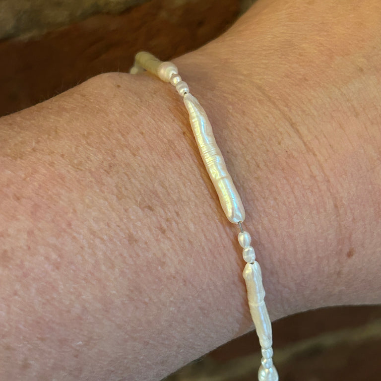 White Freshwater Stick Pearl Bracelet