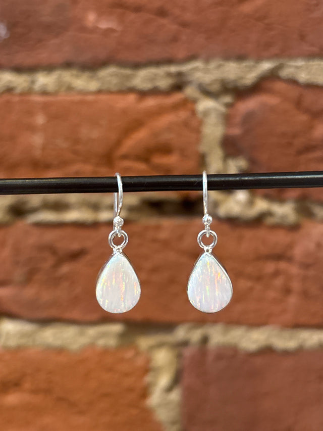White Opal Teardrop Earrings