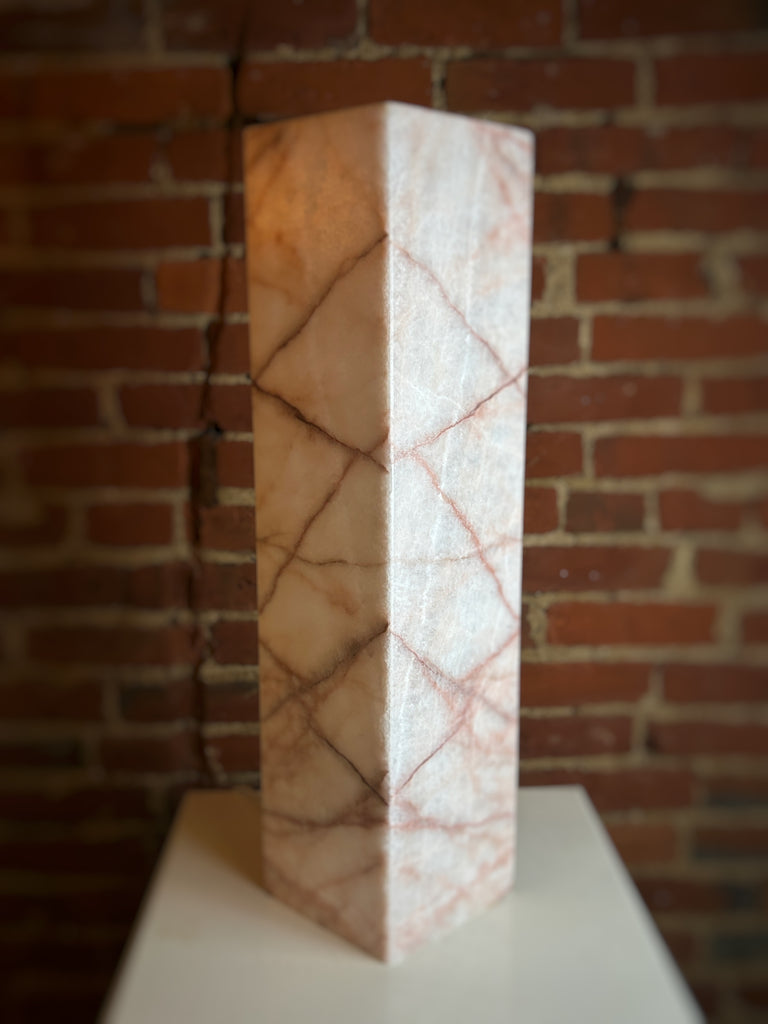 Large Harlequin Blush Calcite Rectangle Lamp