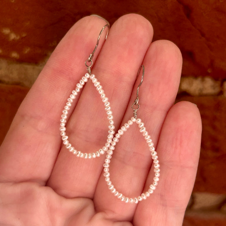 Tiny Seed Pearl Loop Earrings