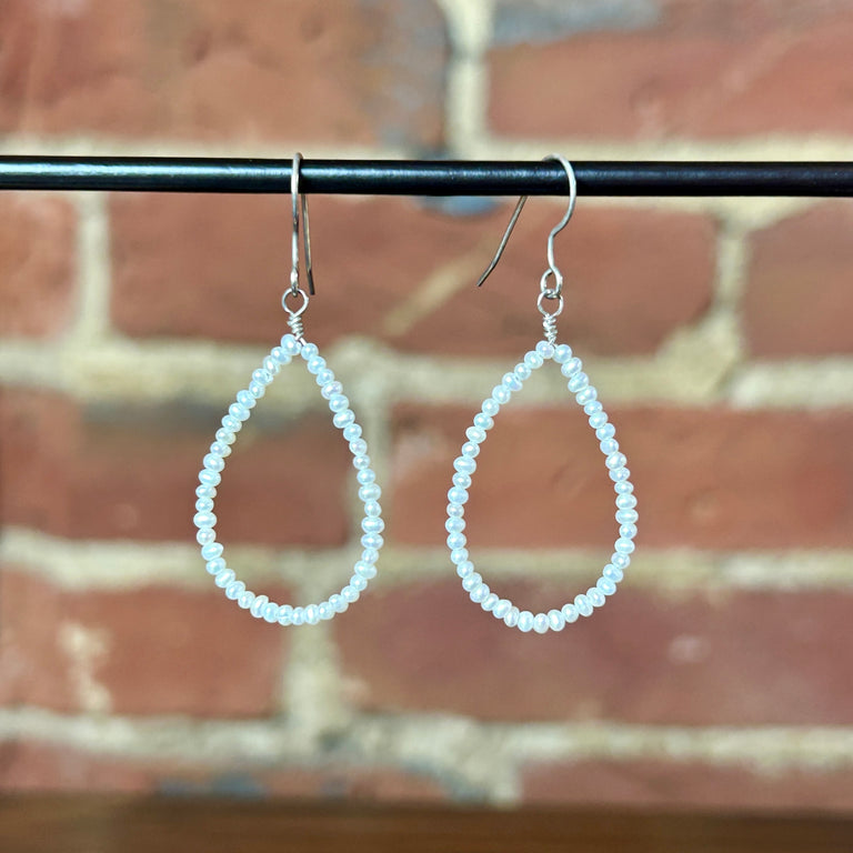 Tiny Seed Pearl Loop Earrings