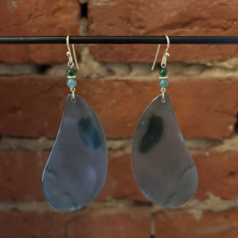 Translucent Guatemalan Jade Slice Earrings