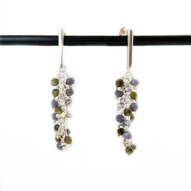 Grey Pearl, Chalcedony + Cat's Eye Bead Earrings