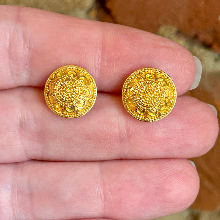 Gold Granulated Earrings
