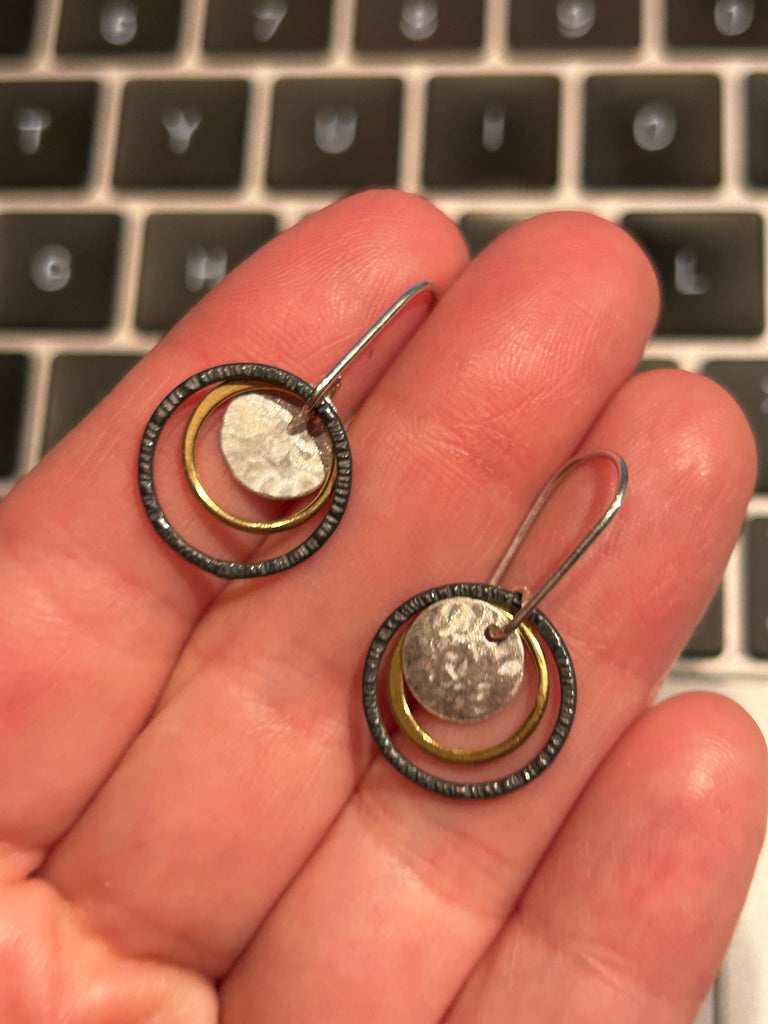 Tri-mix Mobile Disc + Halo Earrings