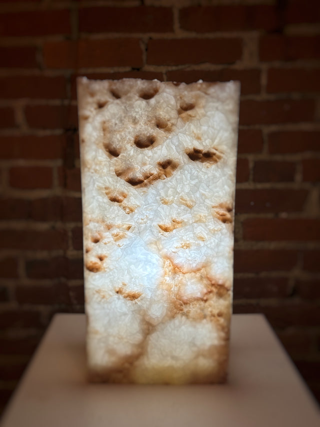 Medium Cocoa + Milk Calcite Rustic Edge Cereal Box Lamp