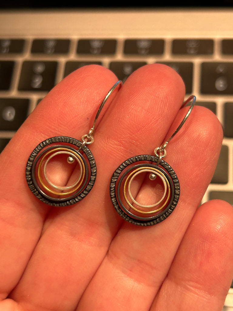 Tri-mix Concentric Mobile Circles Earrings