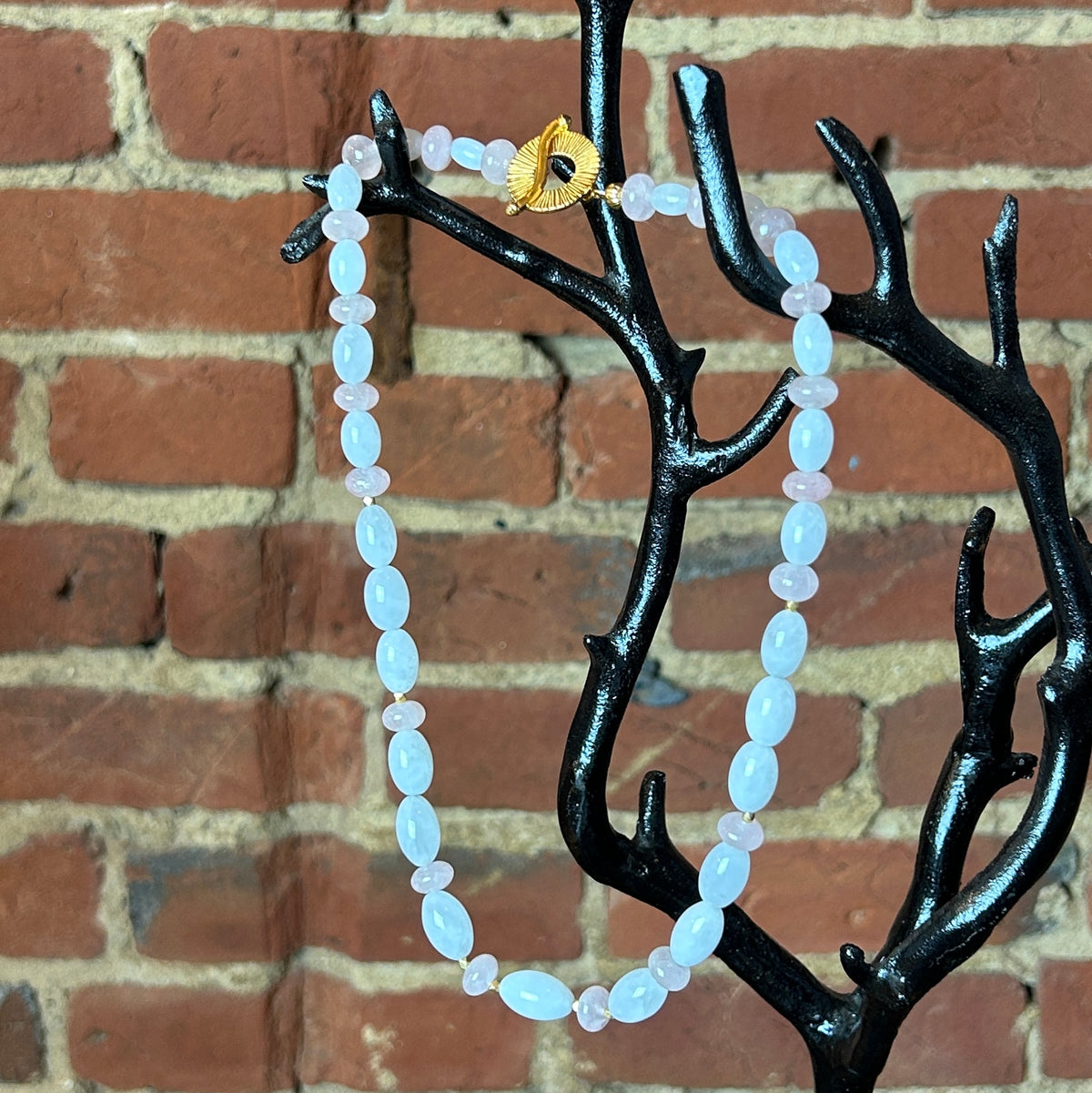 Milky Quartz + Rose Quartz Bead Necklace