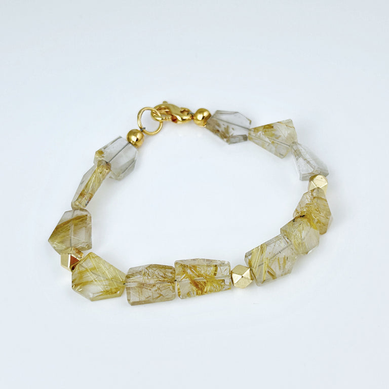 Rutilated Quartz Nugget Bead Bracelet