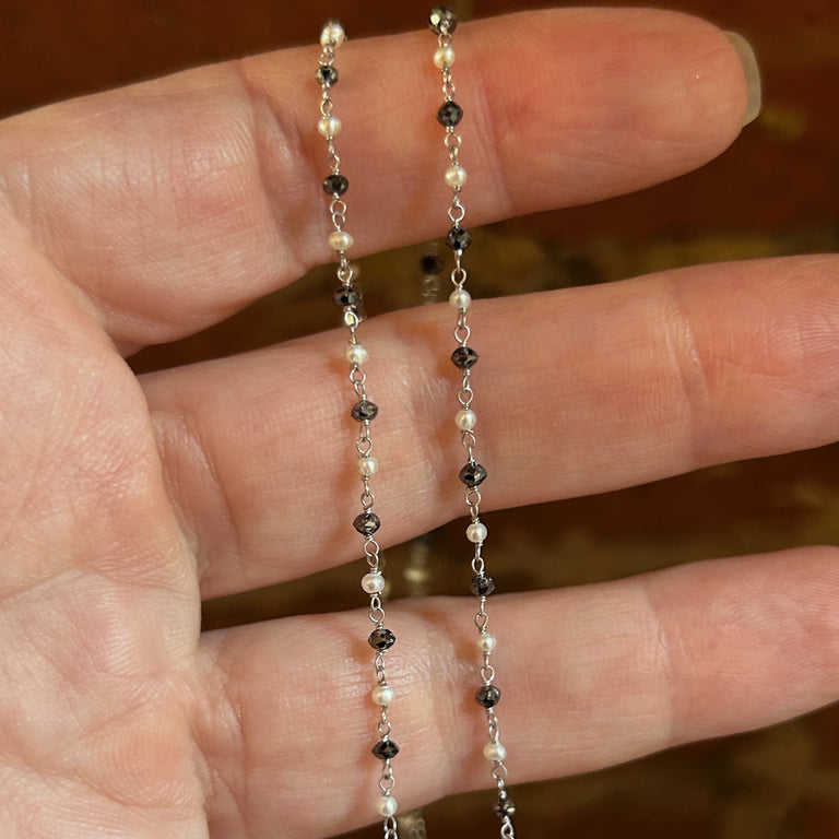 Black Diamond + Seed Pearl Necklace