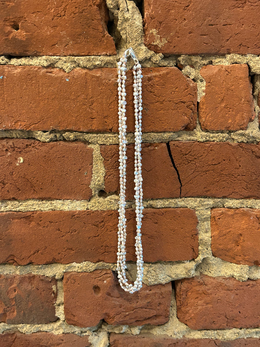 Triple Strand Tiny Akoya Keshi Pearl Necklace