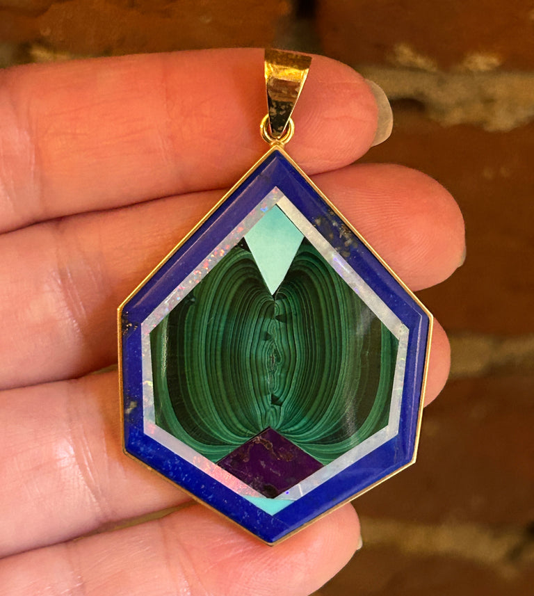 Hexagonal Intarsia Pendant