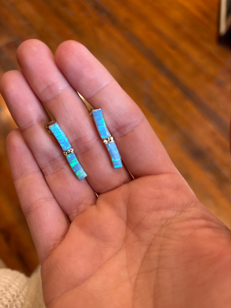 Blue Opal Links Earrings