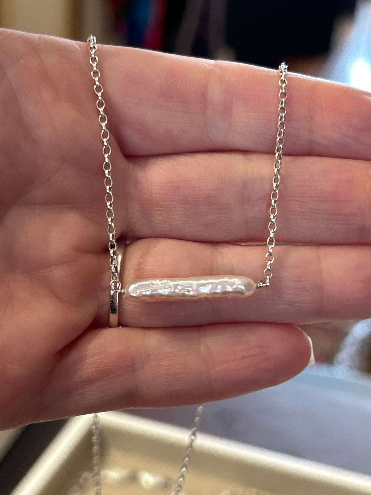 Pale Pink Freshwater Stick Pearl Pendant Necklace
