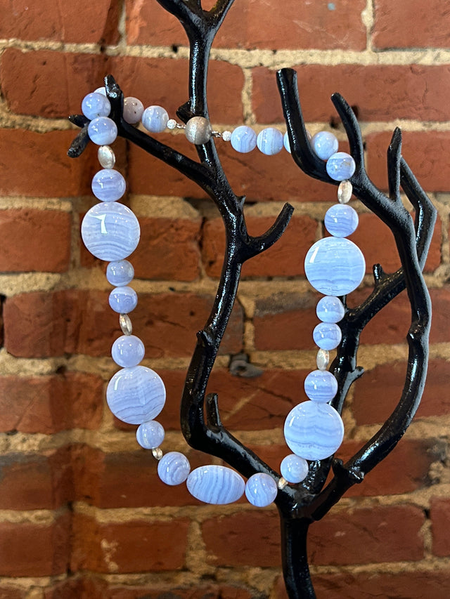 Blue Lace Agate Bead Necklace