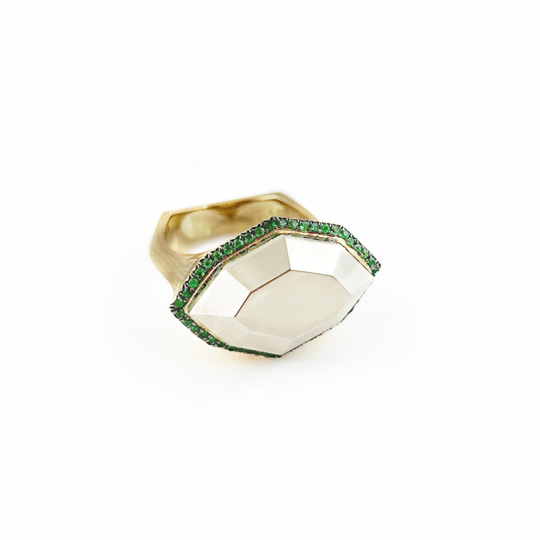 Yellow Gold + Tsavorite Garnet Ring