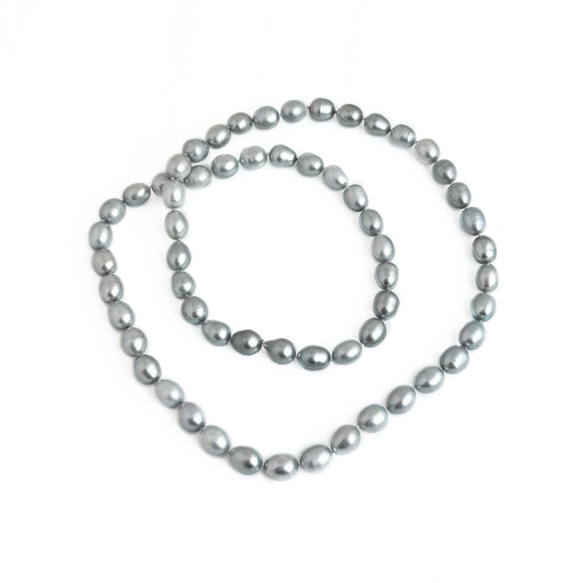 Silver Grey Pearl Opera Necklace