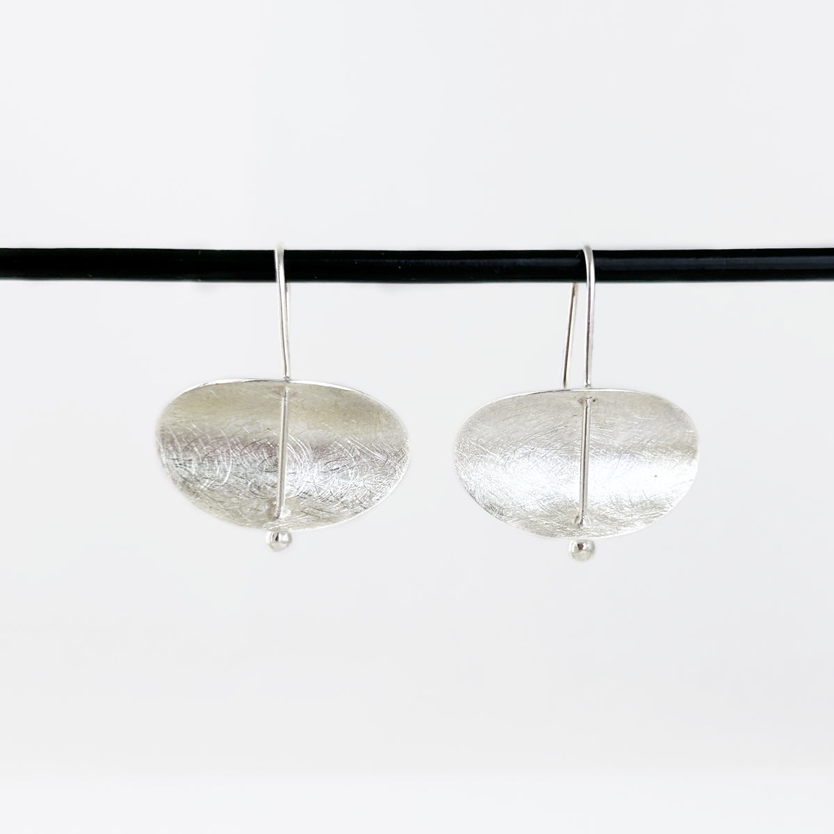 East-West Concave Oval Earrings