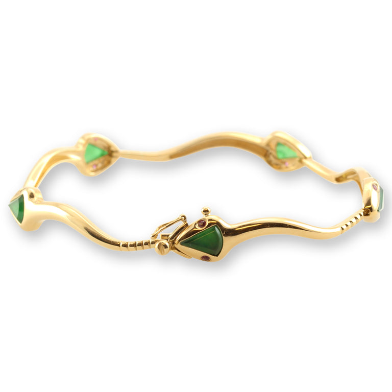 Green Jade & Ruby Snake Bracelet