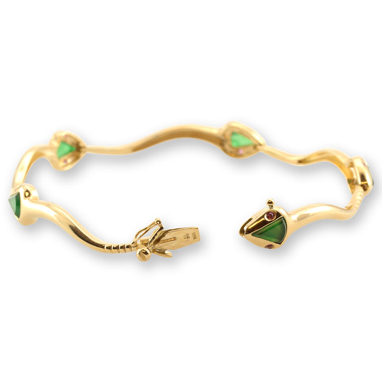 Green Jade & Ruby Snake Bracelet