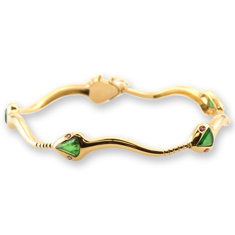 Green Jade & Ruby Snake Bracelet