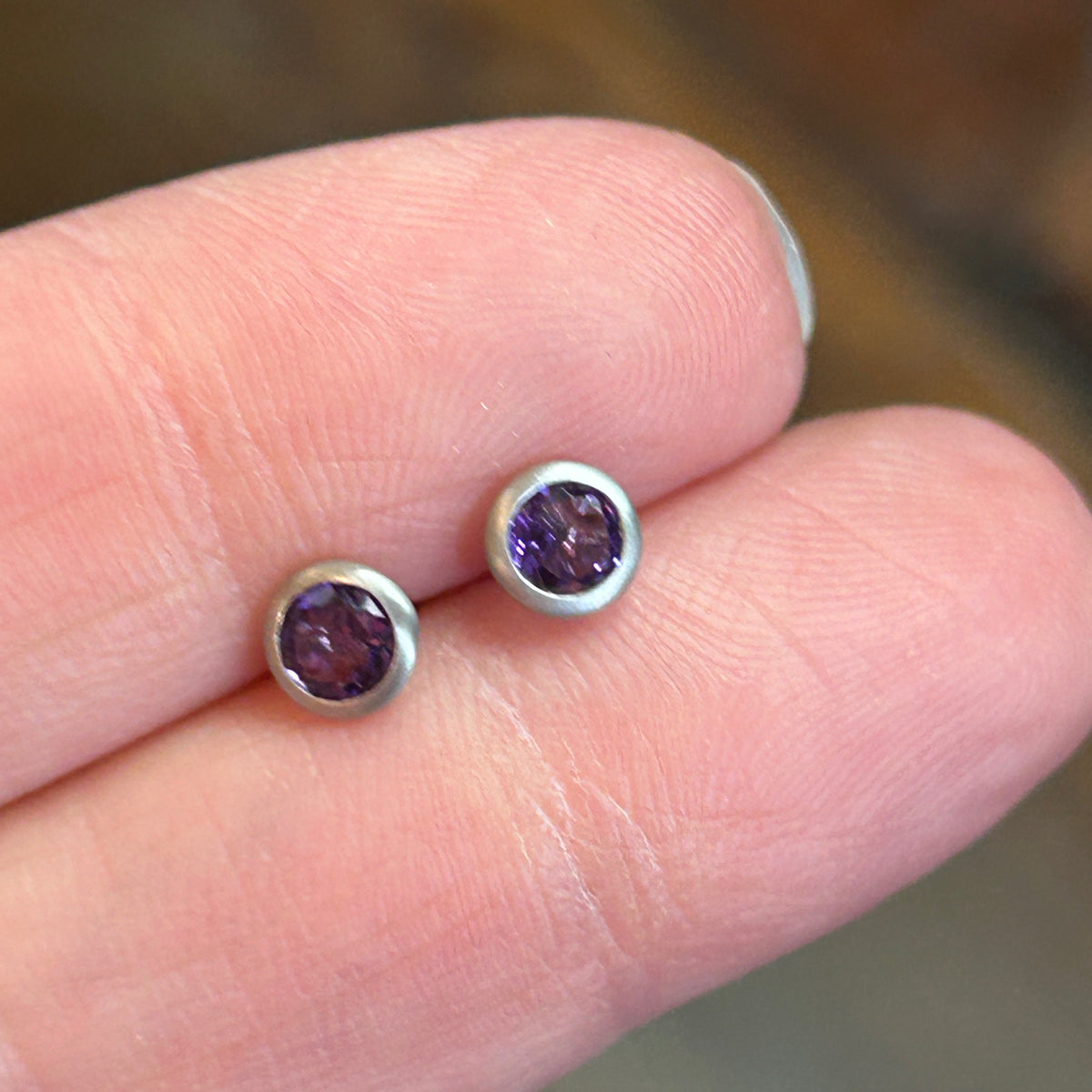 Round Amethyst Earrings