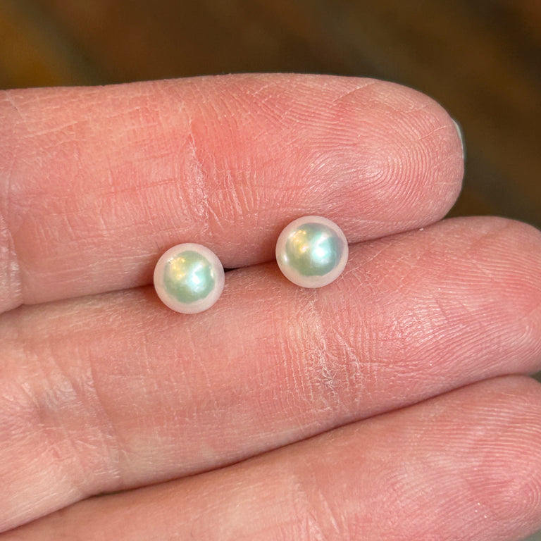 Small White Akoya Pearl Studs