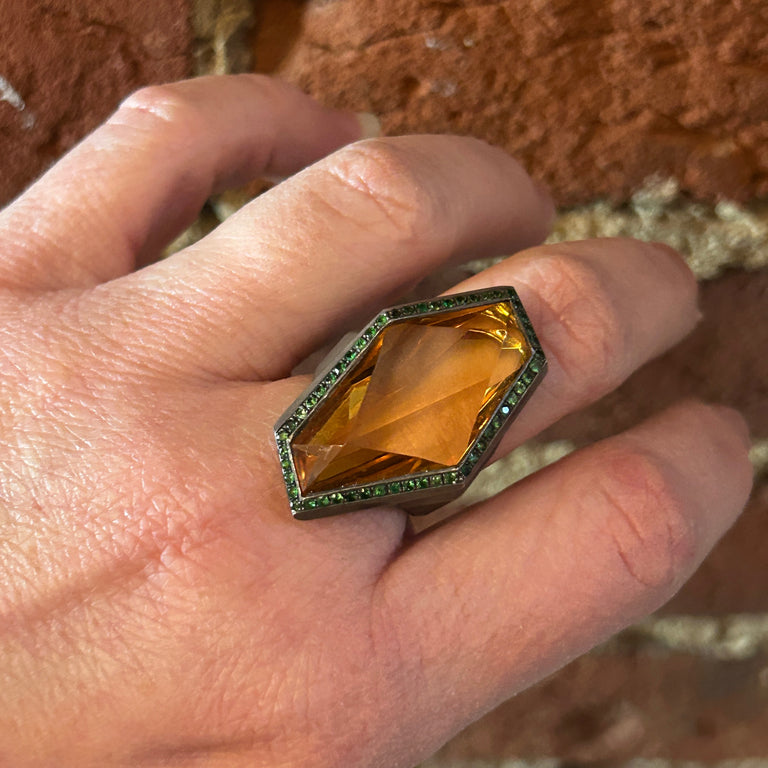 Citrine + Tsavorite Garnet Ring