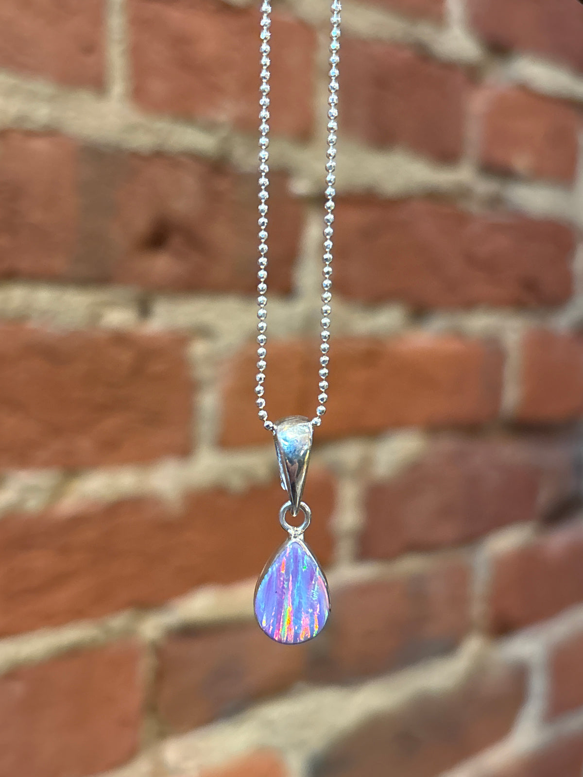 Lilac Opal Teardrop Pendant Necklace