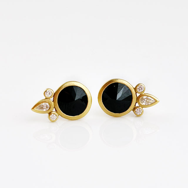 Black Spinel + Diamond Earrings
