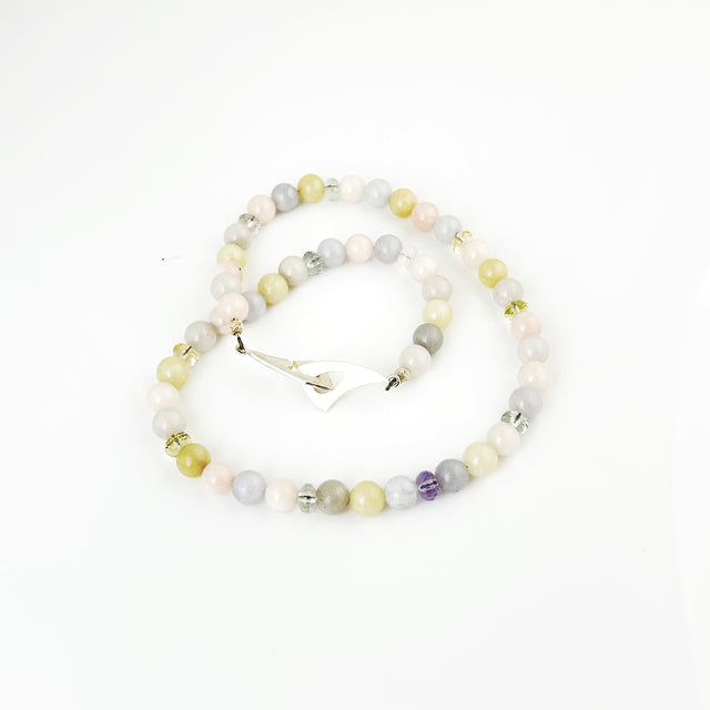 Multicolor Moonstone + Crystal  Bead Necklace