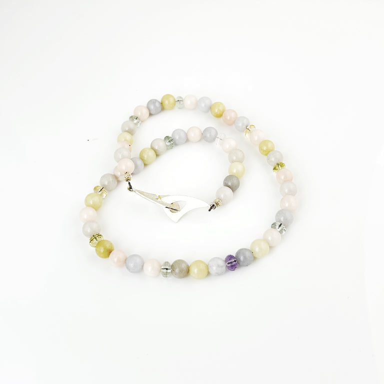 Multicolor Moonstone + Crystal  Bead Necklace