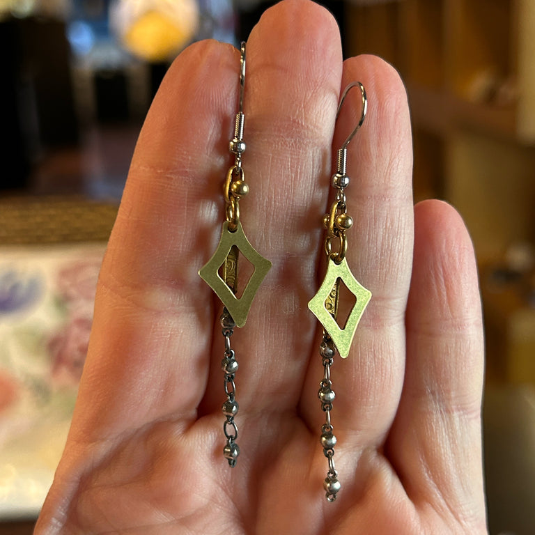 Rhombus + Chain Earrings