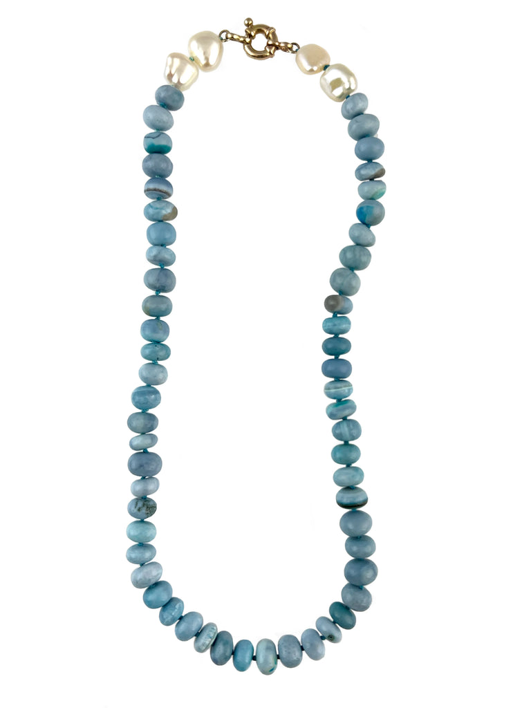 Blue Opal & Pearl Necklace