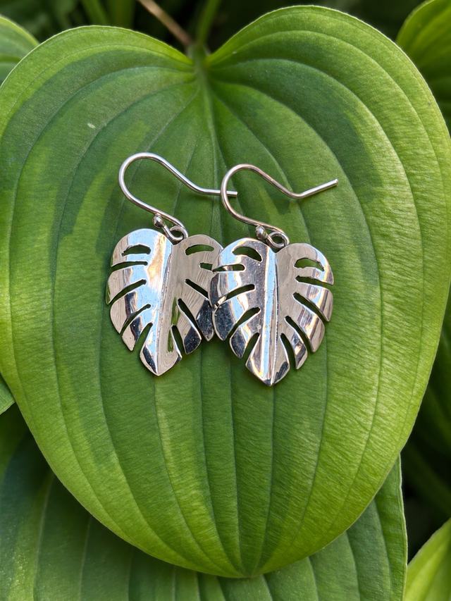 Monstera Cleft Leaf Earrings
