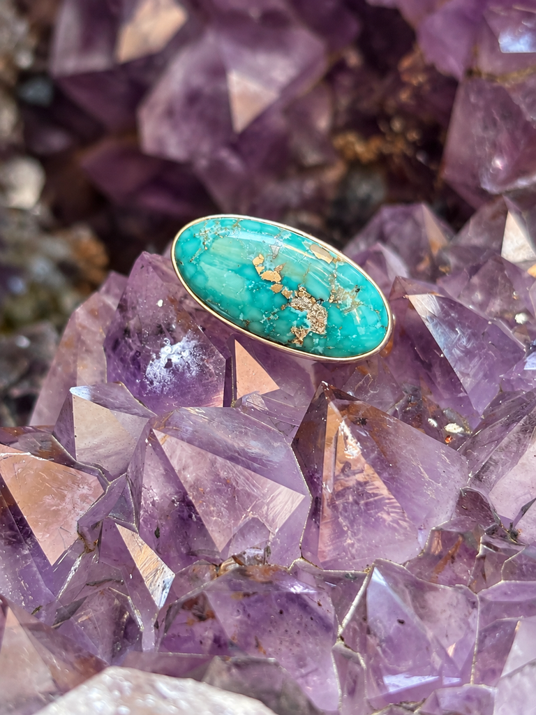 Turquoise Oval East-West Ring