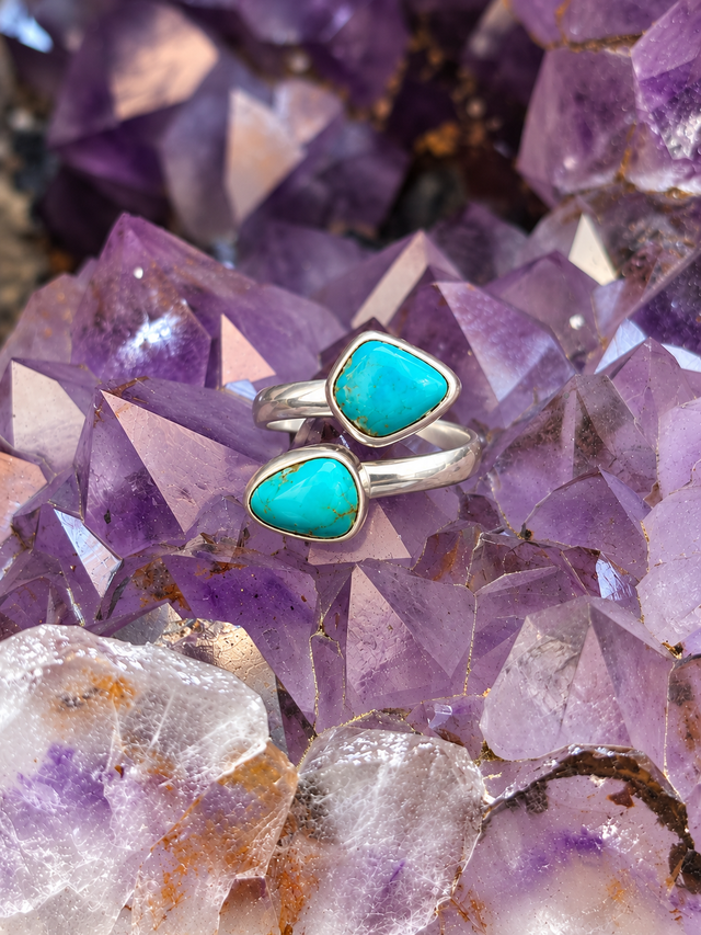 Double Bezel Turquoise Swirl Ring