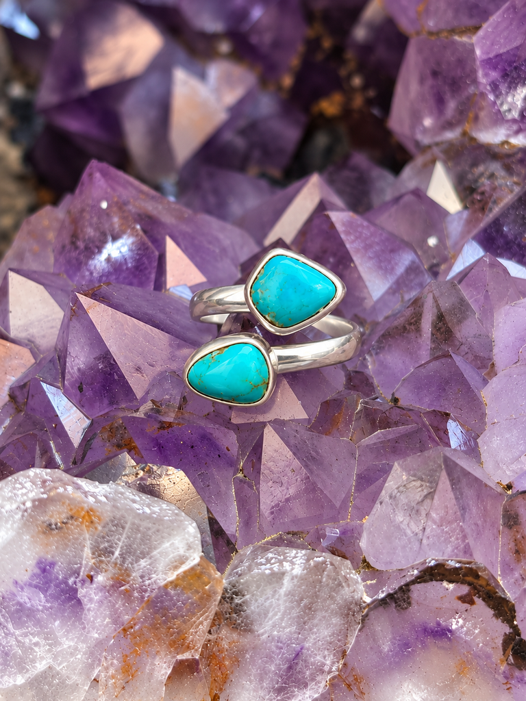 Double Bezel Turquoise Swirl Ring