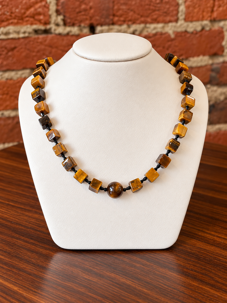 Tiger's Eye + Black Spinel Bead Necklace
