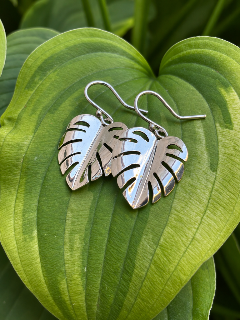 Monstera Cleft Leaf Earrings