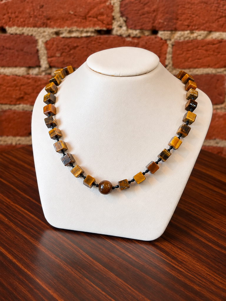 Tiger's Eye + Black Spinel Bead Necklace