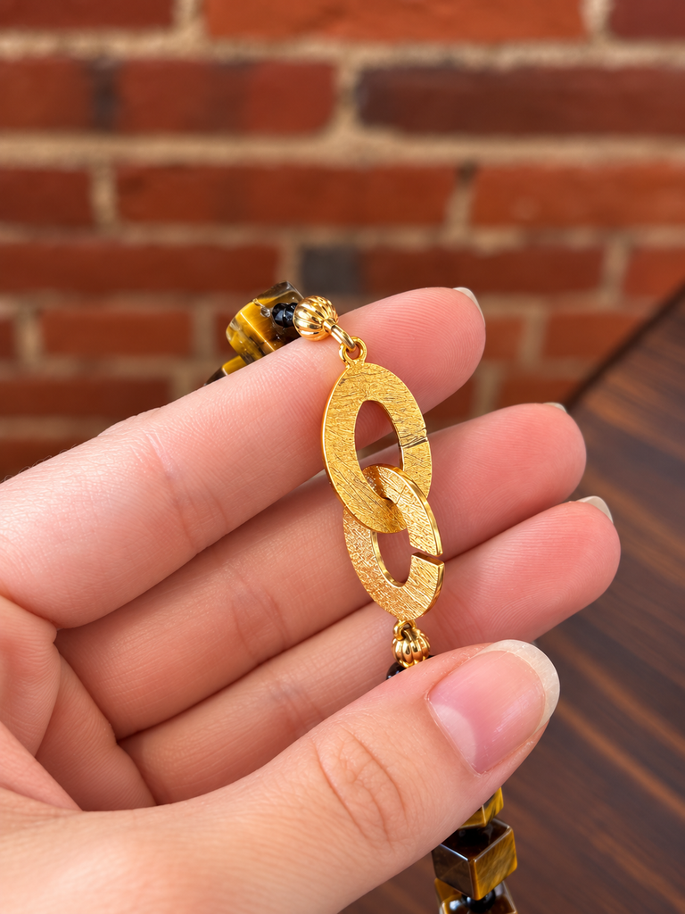 Tiger's Eye + Black Spinel Bead Necklace