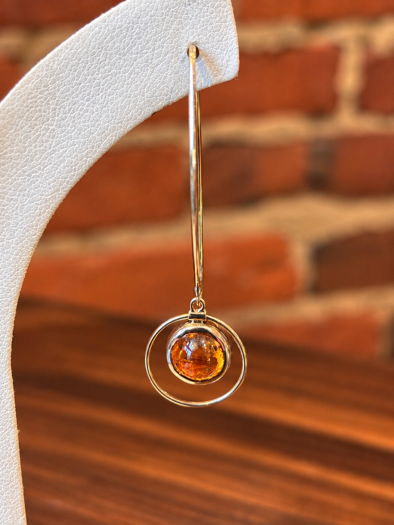 Spessartite Garnet Comet Halo Earrings