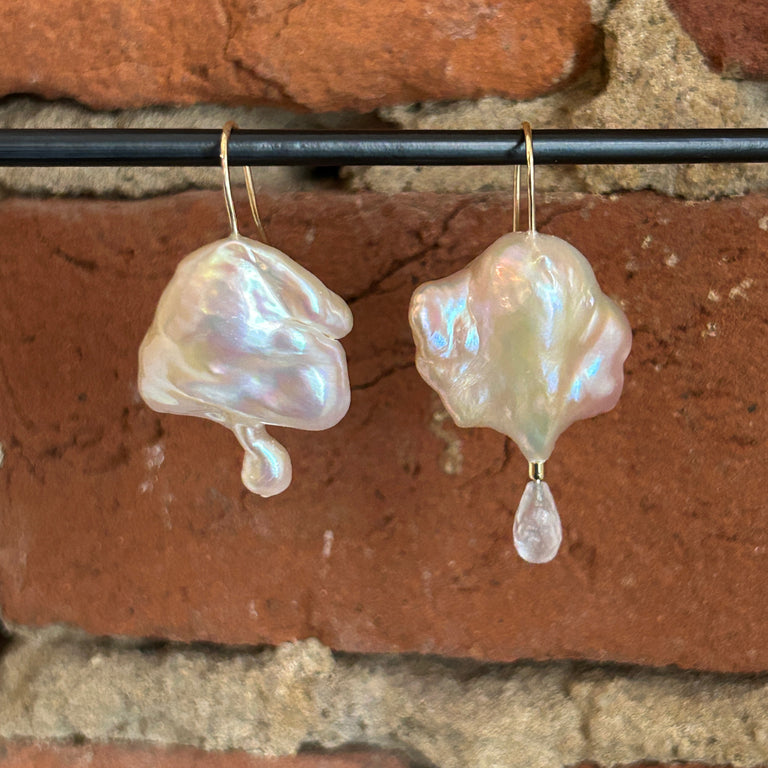 Baroque Pearl + Moonstone Earrings