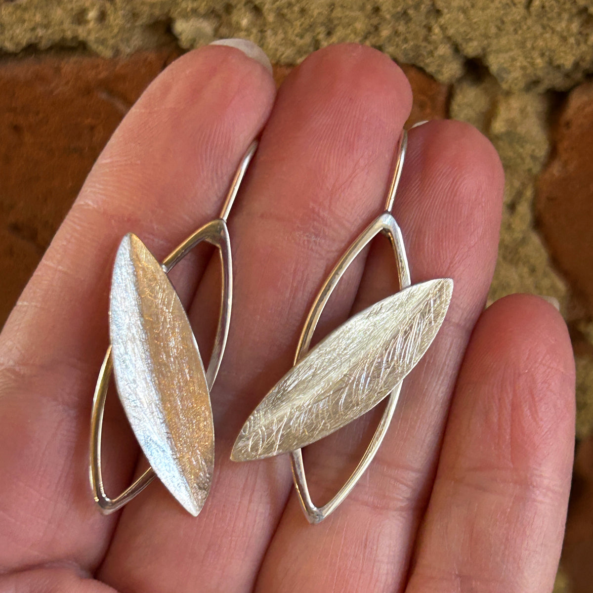 Folded Leaf Marquis Earrings